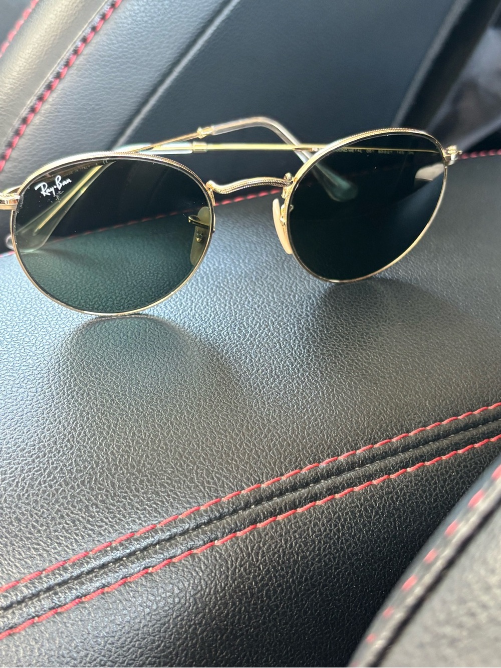 Ray-Ban Gold Frame Sunglasses with Black Lenses